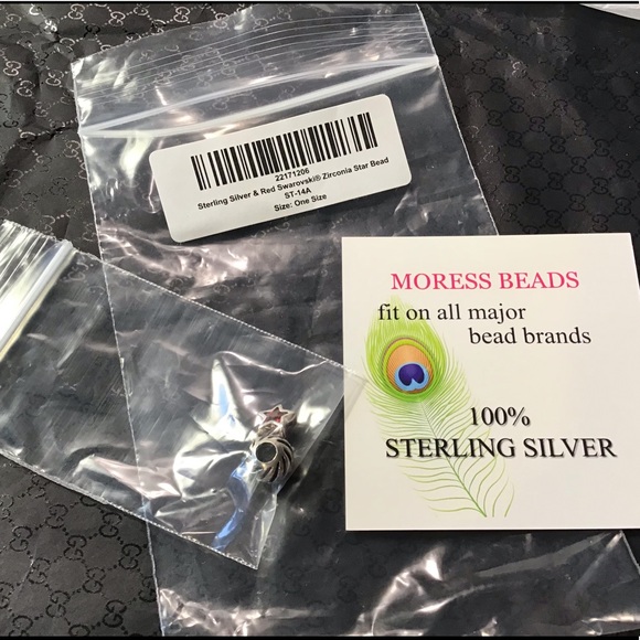 New sterling & Swarovski zirconia dangle star bead - Picture 2 of 7